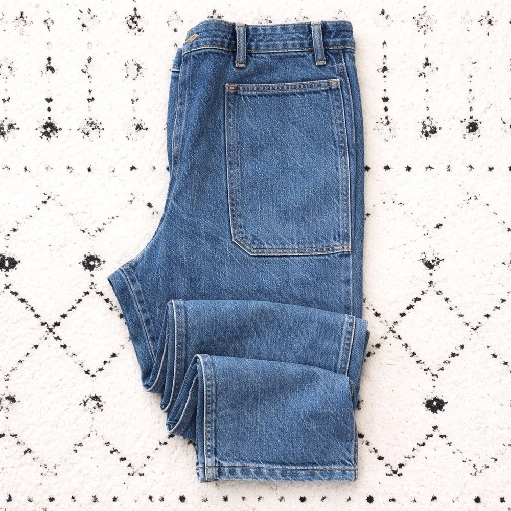 Madewell 90s Straight Carpenter Jeans Blue Patch Pocket High Rise 33T Tall‎